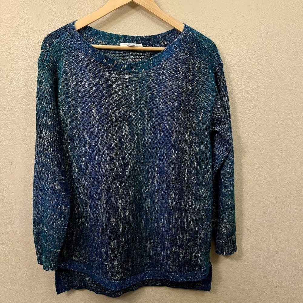 Westport Knit Sweater Teal Green Blue Gradient Light Boho Grunge Forrest  Size M